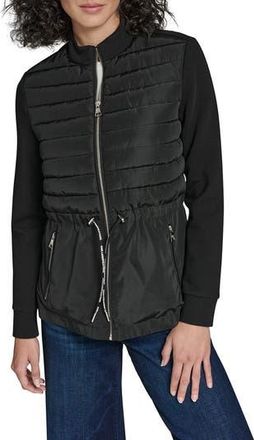 Karl Lagerfeld Mixed Media Packable Jacket in Black at Nordstrom Rack, Size X-Small