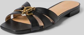 Lauren Ralph Lauren Pantoletten aus echtem Leder Modell BLAIKE SLIDE in Black, Gr&ouml;&szlig;e 39,5