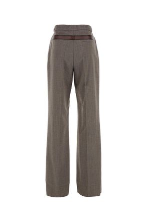Prada Womens Melange Cappuccino Tech Wool Pant Argilla Pantaloni