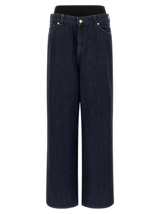7 For All Mankind Blue Banded Slouchy Wide jeans