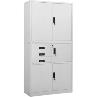 vidaXL Office Cabinet Light Grey 90x40x180 cm Steel Vidaxl