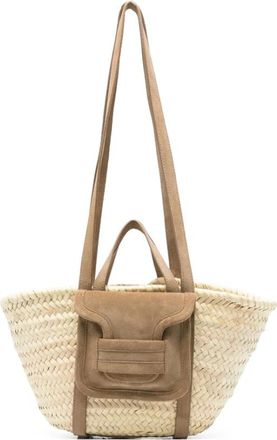 Pierre Hardy Tassen, Dames, Beige, ONE Size, Suède, Raffia Suede Top Handle Tas