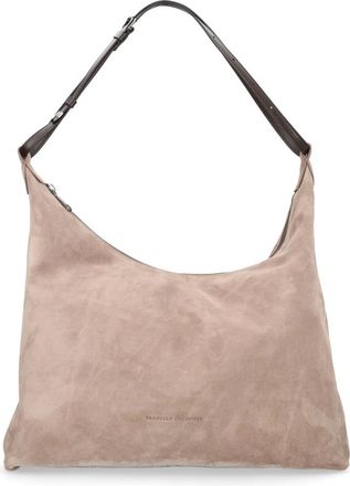 Brunello Cucinelli Zip Leather Shoulder Bag - - Bags - Donna - Beige - ONE SIZE