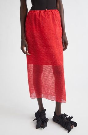 Cecilie Bahnsen Donna Windflower Embroidered Organza Midi Skirt at Nordstrom, Size 6 Us
