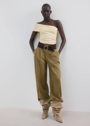 Mango Top maglia spalle scoperte vaniglia - Donna - XXS - MANGO