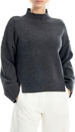 Max Studio Exposed Seam Turtleneck Sweater in Heather Charcoal at Nordstrom Rack, Size X-Small