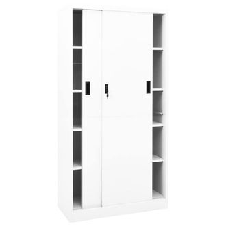 Berkfield Home Office Cabinet with Sliding Door White 90x40x180 cm Steel | Size: 90 x 40 x 180 cm
