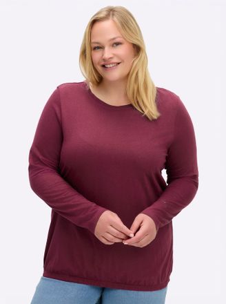 Sheego Rundhalsshirt SHEEGO Shirt, Damen, Gr. 44/46, bordeaux, burgund, 50% Baumwolle, 50% Modal, unifarben, Rundhals, Shirts Rundhalsshirt