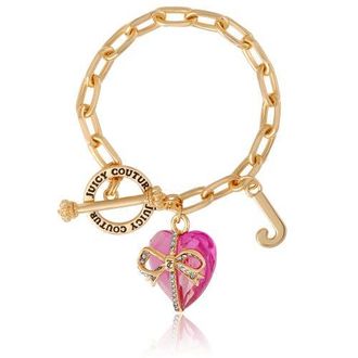 Juicy Couture Heart Stone & J Charm Bracelet in Pink at Nordstrom, Size 7.5
