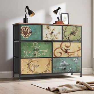 OEM Comoda 7 Cajones - Estructura Met&aacute;lica - Superficie De Madera De Ingenier&iacute;a - Patas Ajustables - Dise&ntilde;o Contempor&aacute;neo