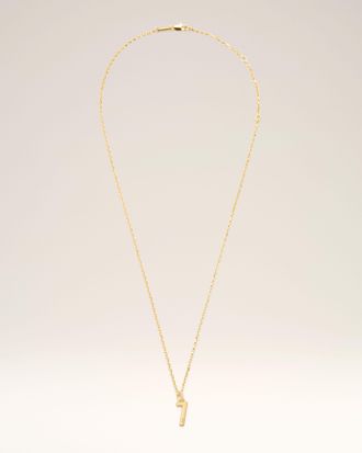 Ami Gold Brass Hammered 7 Pendant Necklace Yellow - OS - Unisex