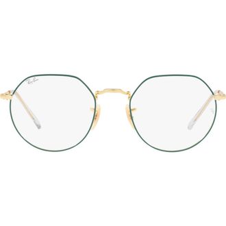 Ray-Ban Unisex Jack 49mm Hexagonal Optical Glasses in Pale Gold at Nordstrom