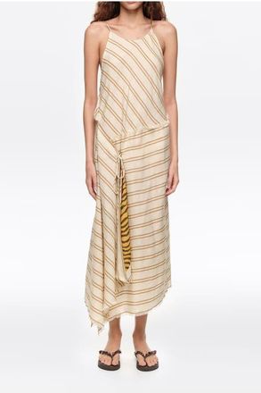 Bimba & Lola Sarong Midi Dress With Striped Print Lining in Sand at Nordstrom, Size Large