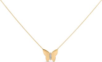 House of Brilliance Gold Vermeil Diamond Accent Butterfly Pendant Necklace