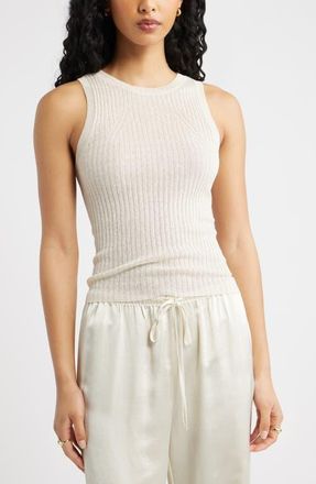 Open Edit Linen Blend Sweater Tank in Ivory Dove at Nordstrom, Size Xx-Small