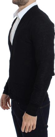 Costume National Mens Black Fine Wool Button Cardigan Merino Extra Clothing