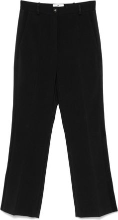 Elisabetta Franchi Black Satin-trim Crepe Trousers