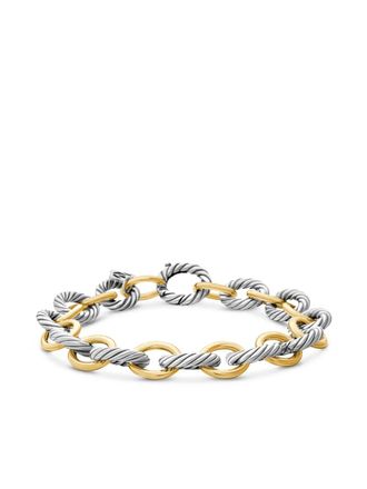 David Yurman 18kt geelgouden en sterling zilveren Oval Link schakelarmband