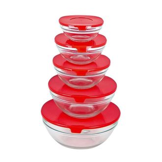 Trade Shop Trade Shop - Set De 5 Piezas Contenedores De Taz&oacute;n Cuencos Taz&oacute;n De Vidrio Cap Microonde Frezere
