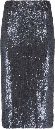 P.A.R.O.S.H. Straight Silhouette Black Sequin Midi Skirt