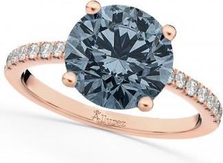 Allurez Gray Spinel & Diamond Engagement Ring 14K Rose Gold 2.01ct