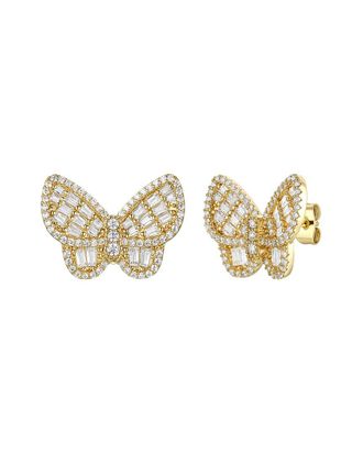 Rachel Glauber 14K Plated Cz Butterfly Studs