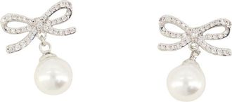 Self Portrait Womens Bow Earrings Self Portrait Pearl Silver Jewelry-Watches
