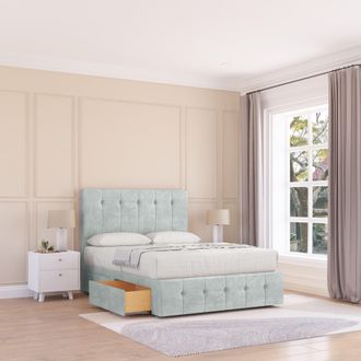 Sloomy Cambridge Divan Bed Base 4 Drawers 12 Footboard & 54 Floor Standing Headboard in Silver | Size: King