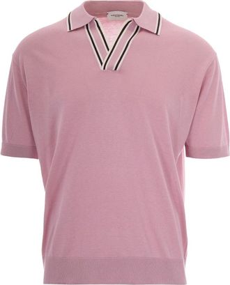Paolo Pecora V-hals Poloshirt - Heren - V-hals truien - Roze - M - Katoen - Truien & Vesten