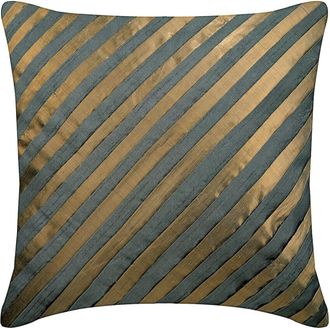 OEM Funda De Almohada De 30x30 Cm (12x12 Pulgadas) Con Ribete De Seda Gris, Dise&ntilde;o A Rayas Hecho A Mano, Estilo Moderno, Color Gris Cobrizo