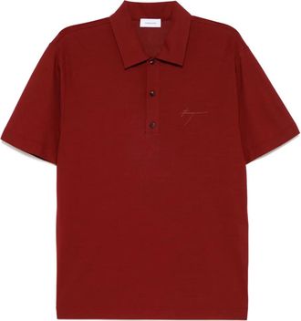 Ferragamo Polo in cotone con ricamo logo - Rosso