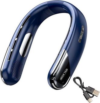 No Brand Ventilador De Cuello Port&aacute;til Recargable - Capacidad De 3000 Mah, Ventilador Sin Aspas, Ventilador De Refrigeraci&oacute;n Azul