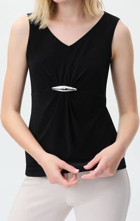 Joseph Ribkoff V-Neck Top With Hardware Detail In Black