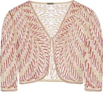 Bode Rita Versierde Mesh Cardigan - Dames - Vesten - Beige - M - Polyester - Truien & Vesten