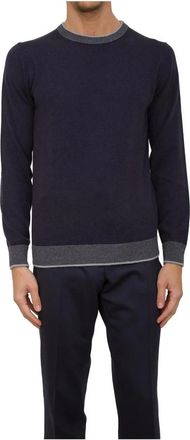 PESERICO Stijlvolle Gebreide Top - Heren - Ronde hals truien - Blauw - L - Wol - Truien & Vesten