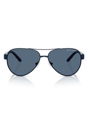 A|X Armani Exchange 59mm Pilot Sunglasses in Matte Blue /Dark Blue at Nordstrom
