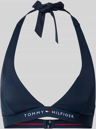 Tommy Hilfiger Bikini-Oberteil mit elastischem Bund mit Label-Print in Dunkelblau, Gr&ouml;&szlig;e XL