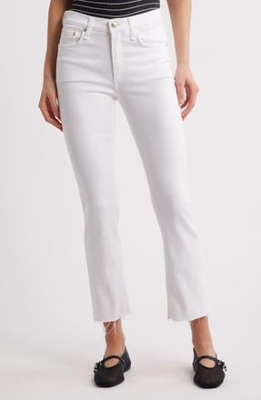 Rag & Bone Flexi Peyton Raw Hem Ankle Bootcut Jeans in Optic White at Nordstrom, Size 30