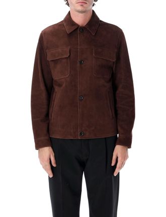 Lardini Brown Suede Flap Pocket Jacket