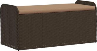 vidaXL Vidaxl - Banco de almacenaje y cojín ratán sintético marrón 115x51x52 cm