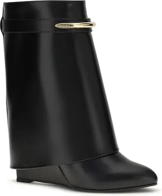 Givenchy Womens Leather Shark Ankle Boots Black Calf Bos Taurus