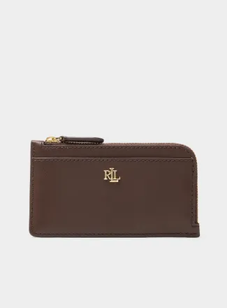 Lauren Ralph Lauren Womens Brown leather zipped card holder