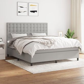 vidaXL Vidaxl - Cama Box Spring Con Colch&oacute;n Tela Gris Claro 180x200 Cm