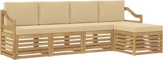 vidaXL Conjunto De Sof&aacute;s De Exterior 5 Uds. Y Beige Poli&eacute;ster Vidaxl