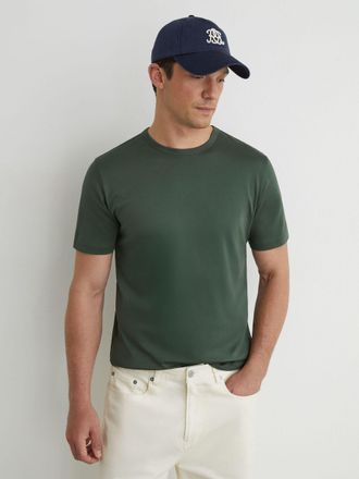 Reiss Kale Green Mercerised-cotton Tailored-fit T-shirt, Xxl