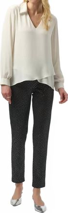 Joseph Ribkoff Dot Print Pull On Slim Fit Pants In Black/silver