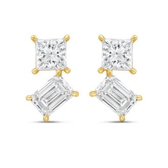 Diana M. Jewels 14K YG Gold 2 Stone Earrings 15.00 Ct Tw