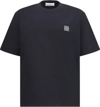 Stone Island Logo Patch Katoenen T-Shirt - Heren - T-shirts - Zwart - S - Katoen - Tops