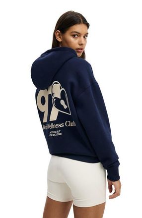 Cotton On Womens Active Plush Premium Graphic Hoodie in Prep Sport Navy Bw Club at Nordstrom, Size Xx-Small