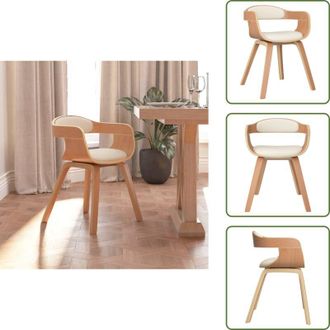 vidaXL The Living Store Sedia da Pranzo Crema in Legno Curvato e Similpelle - Sedia da cucina
